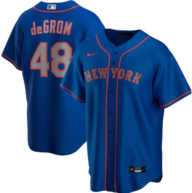 New York Mets Blue #48 Jacob DeGrom Cool Base Stitched Jersey