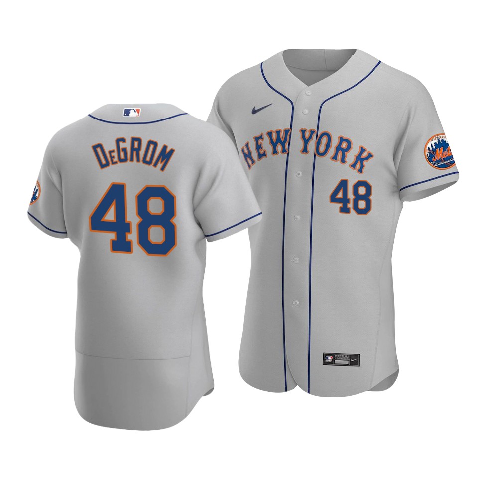 New York Mets Grey #48 Jacob DeGrom Flex Base Stitched Jersey