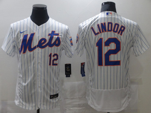 New York Mets #12 Francisco Lindor White Flex Base Stitched Jersey