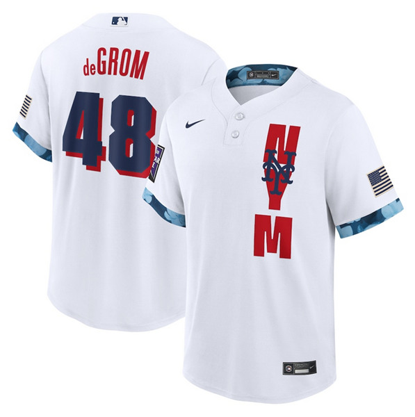 New York Mets #48 Jacob DeGrom 2021 White All-Star Cool Base Stitched Jersey