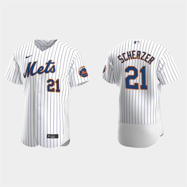 New York Mets #21 Max Scherzer White Flex Base Stitched Jersey