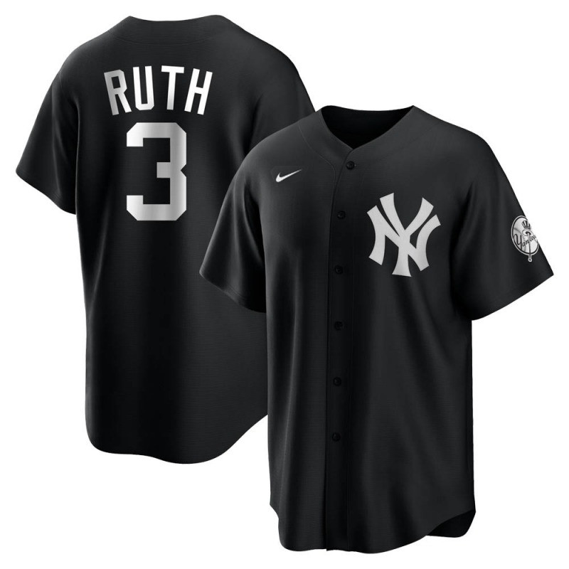 New York Yankees #3 Babe Ruth Black Cool Base Stitched Jersey