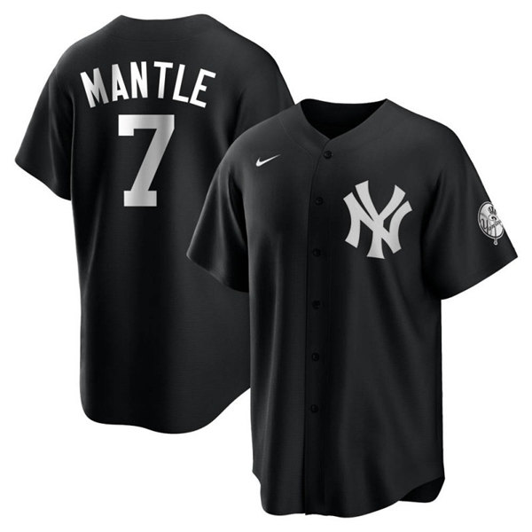 New York Yankees #7 Mickey Mantle Black Cool Base Stitched Jersey