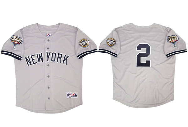 New York Yankees #2 Derek Jeter Gray 2009 World Series Stitched Baseball Jersey