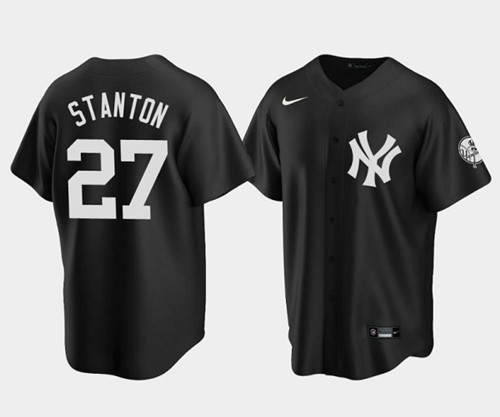 New York Yankees #27 Giancarlo Stanton Black Cool Base Stitched Jersey