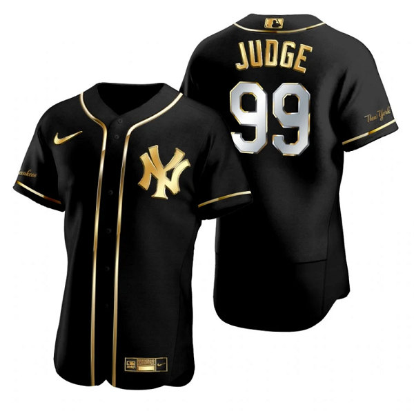 New York Yankees #99 Aaron Judge Black Gold Flex Base Stitched Baseball Jersey