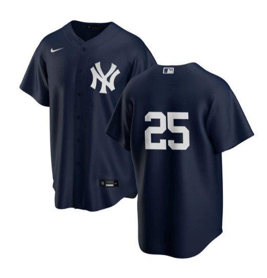 New York Yankees #25 Gleyber Torres Navy Cool Base Stitched Baseball Jersey