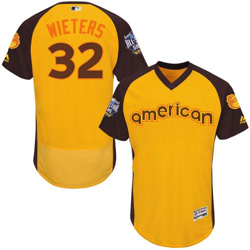 Orioles #32 Matt Wieters Gold Flexbase Authentic Collection 2016 All-Star American League Stitched Jersey