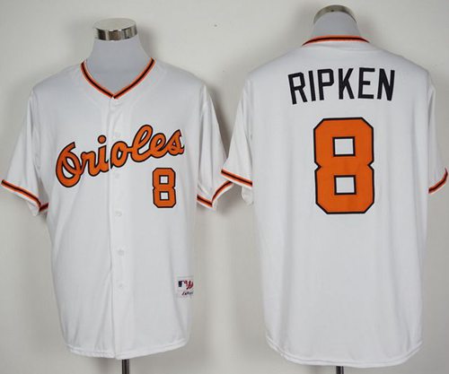 Orioles #8 Cal Ripken White 1966 Turn Back The Clock Stitched Jersey