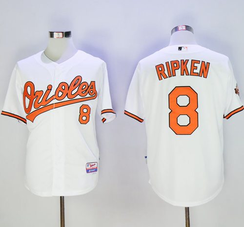 Orioles #8 Cal Ripken White Cool Base Stitched Jersey