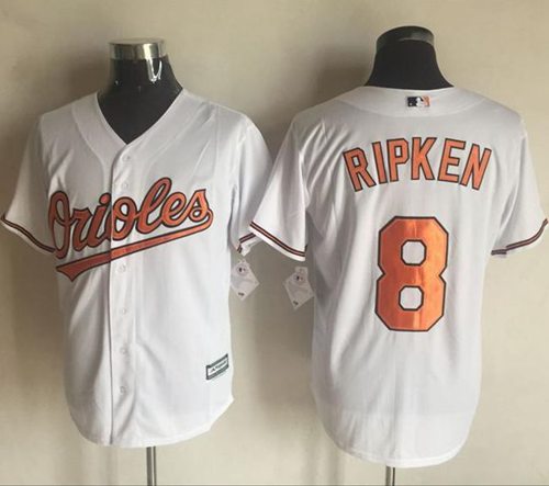 Orioles #8 Cal Ripken White New Cool Base Stitched Jersey