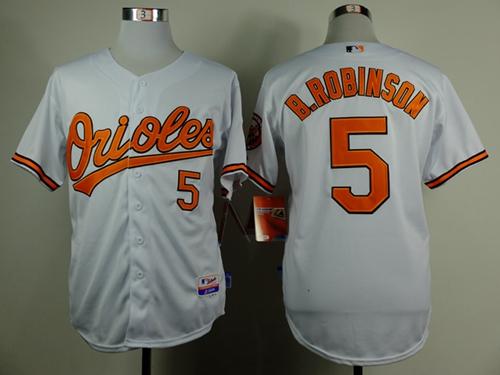 Orioles #5 Brooks Robinson White Cool Base Stitched Jersey