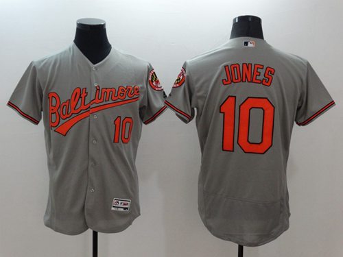 Orioles #10 Adam Jones Grey Flexbase Authentic Collection Stitched Jersey
