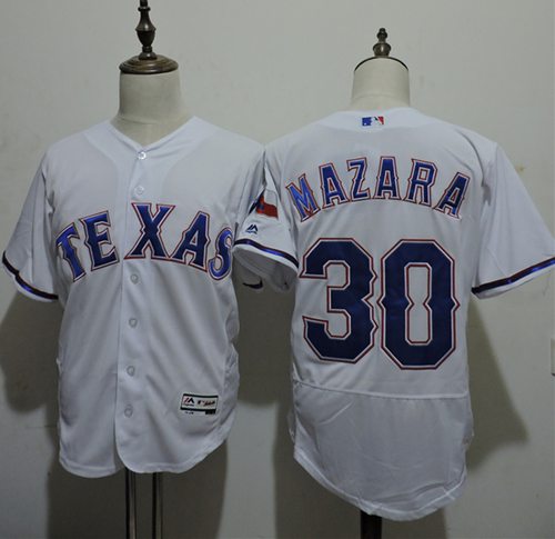 Rangers #30 Nomar Mazara White Flexbase Authentic Collection Stitched Jersey