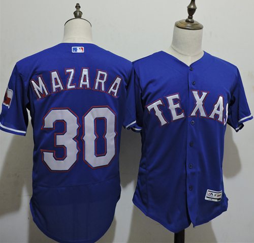 Rangers #30 Nomar Mazara Blue Flexbase Authentic Collection Stitched Jersey