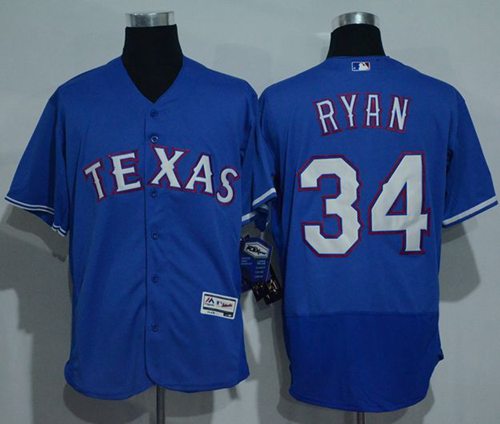 Rangers #34 Nolan Ryan Blue Flexbase Authentic Collection Stitched Jersey