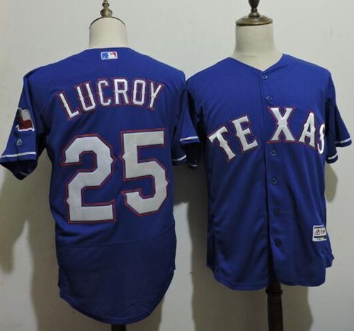 Rangers #25 Jonathan Lucroy Blue Flexbase Authentic Collection Stitched Jersey