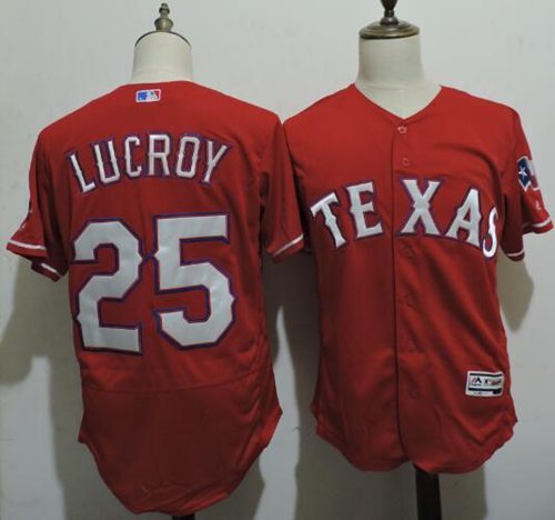 Rangers #25 Jonathan Lucroy Red Flexbase Authentic Collection Stitched Jersey