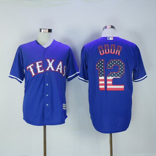 Rangers #12 Rougned Odor Blue USA Flag Fashion Stitched Jersey