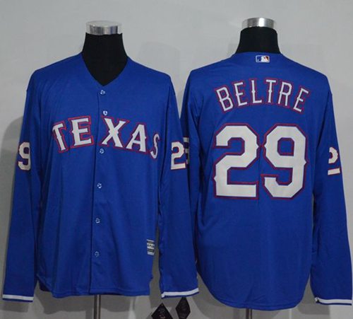 Rangers #29 Adrian Beltre Blue New Cool Base Long Sleeve Stitched Jersey