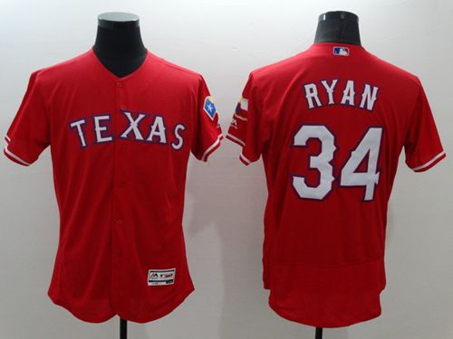Rangers #34 Nolan Ryan Red Flexbase Authentic Collection Stitched Jersey