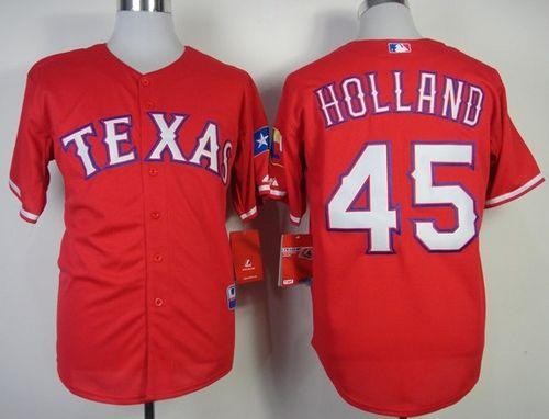 Rangers #45 Derek Holland Stitched Red Cool Base Jersey