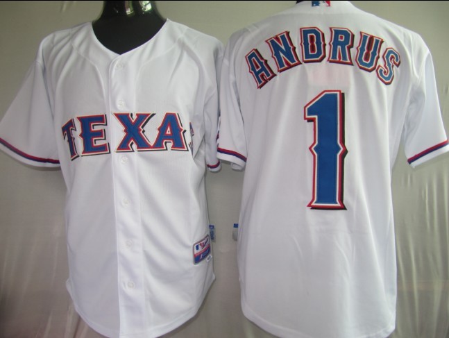 Rangers #1 Elvis Andrus White Stitched Jersey