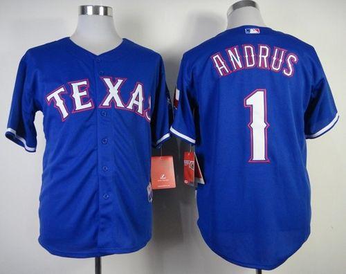Rangers #1 Elvis Andrus Blue Stitched Jersey