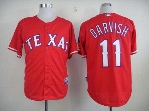Rangers #11 Yu Darvish Red 40th Anniversary Patch Cool Base Stitched Jersey