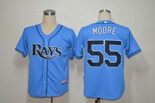 Rays #55 Matt Moore Light Blue Cool Base Stitched Jersey