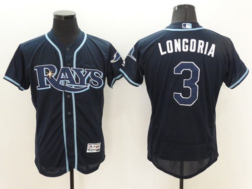 Rays #3 Evan Longoria Dark Blue Flexbase Authentic Collection Stitched Jersey