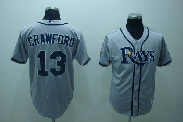 Rays #13 Carl Crawford Stitched Grey Jersey