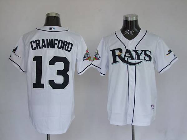 Rays #13 Carl Crawford Stitched White Jersey