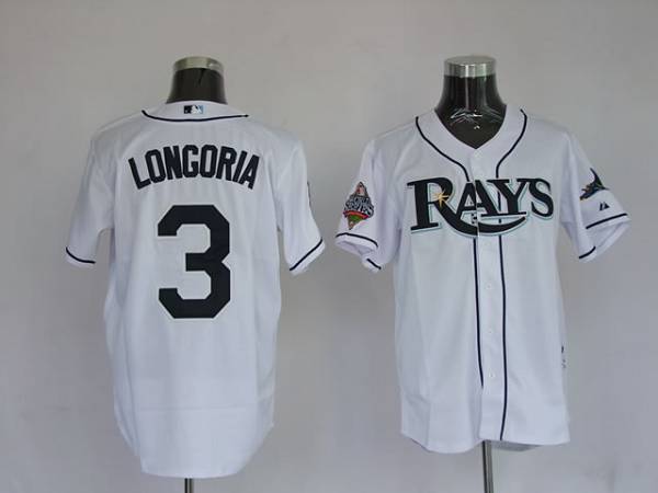 Rays #3 Evan Longoria Stitched White Jersey