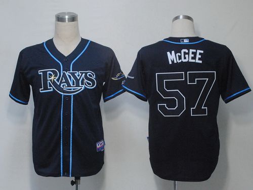 Rays #57 Jake Mcgee Dark Blue Cool Base Stitched Jersey