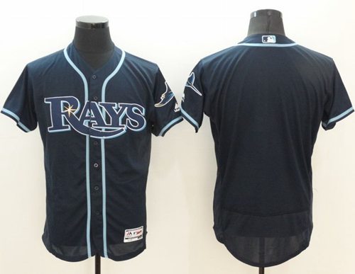 Rays Blank Dark Blue Flexbase Authentic Collection Stitched Jersey