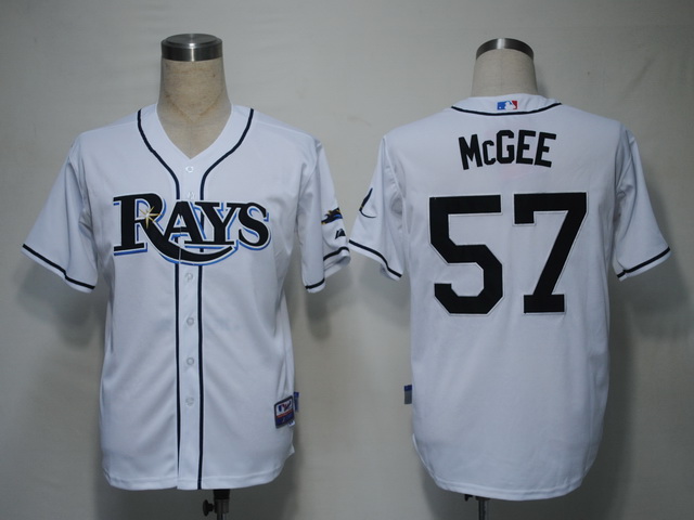 Rays #57 Jake Mcgee White Cool Base Stitched Jersey