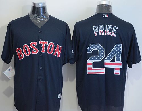Red Sox #24 David Price Navy Blue USA Flag Fashion Stitched Jersey