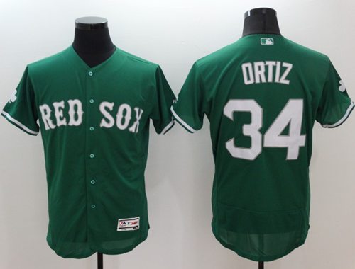 Red Sox #34 David Ortiz Green Celtic Flexbase Authentic Collection Stitched Jersey