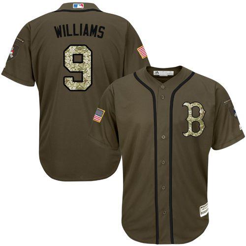 Red Sox #9 Ted Williams Green Salute To Service Stitched Jersey