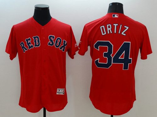 Red Sox #34 David Ortiz Red Flexbase Authentic Collection Stitched Jersey