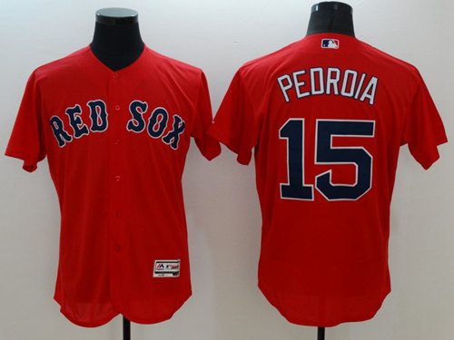 Red Sox #15 Dustin Pedroia Red Flexbase Authentic Collection Stitched Jersey