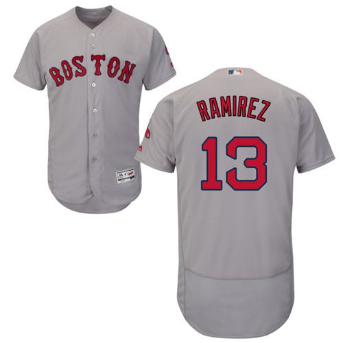 Red Sox #13 Hanley Ramirez Grey Flexbase Authentic Collection Stitched Jersey