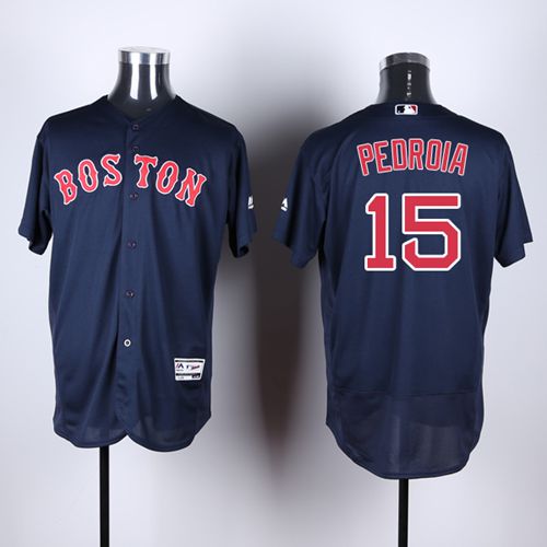 Red Sox #15 Dustin Pedroia Navy Blue Flexbase Authentic Collection Stitched Jersey