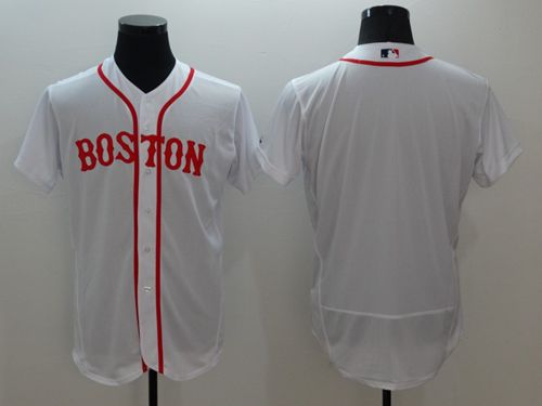 Red Sox Blank White Flexbase Authentic Collection Alternate Home Stitched Jersey