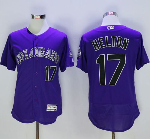 Rockies #17 Todd Helton Purple Flexbase Authentic Collection Stitched Jersey