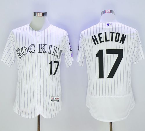 Rockies #17 Todd Helton White Strip Flexbase Authentic Collection Stitched Jersey