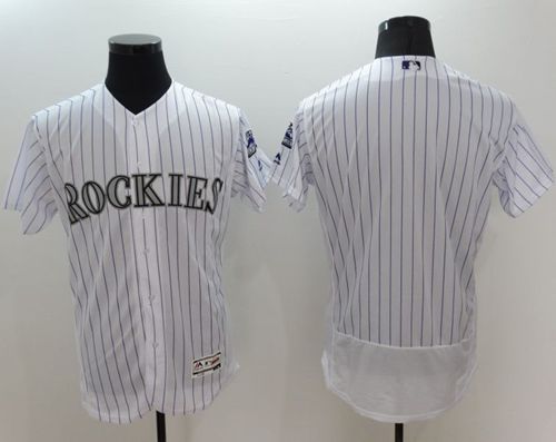 Rockies Blank White Flexbase Authentic Collection Stitched Jersey