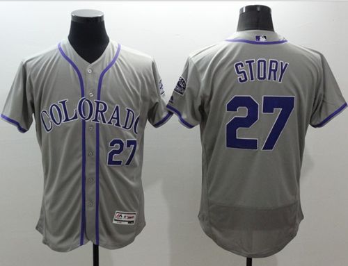 Rockies #27 Trevor Story Grey Flexbase Authentic Collection Stitched Jersey