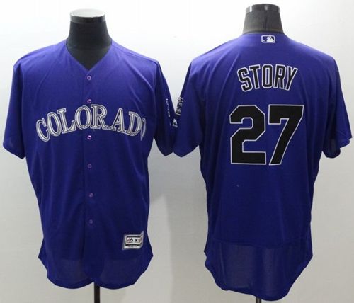Rockies #27 Trevor Story Purple Flexbase Authentic Collection Stitched Jersey